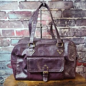 Elizabeth Arden Plum Snake Embossed Overnight/Weekend/Carry-on Bag
